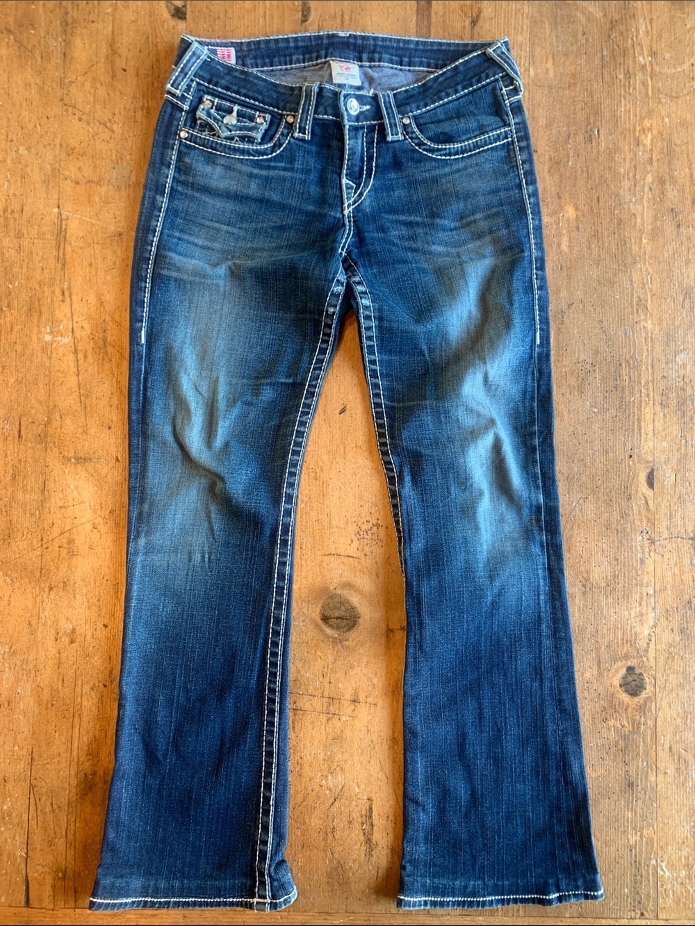 Vintage True Religion 90s Disco Betty Rhinestones Blue Bootcut Jeans